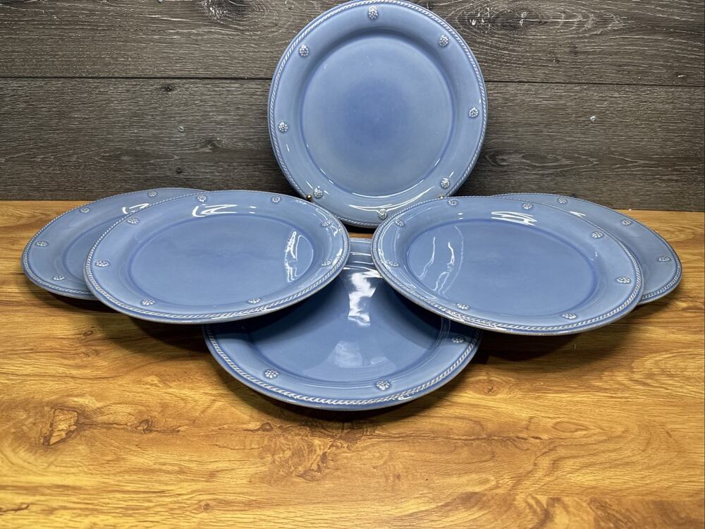 Juliska Berry And Thread Chambray Blue 11” Dinner Plates Set Of 6